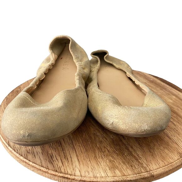 J.Crew Womens Size 7 Ballet Flats Gold Glitter Basic Casual Scrunch Slip On - Picture 7 of 12